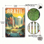 CIFbuy Vintage Iguazu Falls Metal Sign, Retro Brazilian Waterfall Wall Art With Bold BRASIL Text, 12x8 Inch Flat Travel Decor For Home TikTok, TikTok, With Self-pickup Logiopics - Image 2