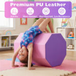 Octagon Tumbling Mat, Gymnastics Training Mat for Backbends Somersaults, Pink & Purple Artificial Leather Foam Mat - Image 7