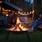 22" Four - legged Folding Iron Brazier Wood Burning Fire Pit Decoration for Backyard Poolside - Image 37