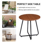 Outdoor Side Table with Imitation Wood Tabletop, Weather Resistant Patio Side Table, Round Outdoor End Table for Patio Yard Balcony Garden - Image 6