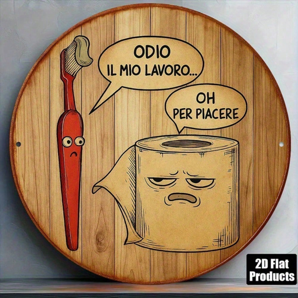 f349b3ce-d699-4e8b-b13a-f179276a7850.png CIFbuy 1pc 8x8 Inch Round French Aluminum Sign, Vintage "I Hate My Job" Humorous Restroom Decorative Plaque, Italian Language Metal Wal TikTok, TikTok, Self-pickup Logiopics - Image 1