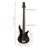 [Do Not Sell on Amazon] GIB Electric 5 String Bass Guitar Full Size Bag Strap Pick Connector Wrench Tool Black - Image 14