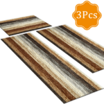 Three-piece kitchen rug set, non-slip and washable, abstract pattern kitchen hallway rug, soft and comfortable, suitable for sinks, floors, entrances, hallways and bathrooms. - Image 3