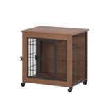 27.2" Dog Crate Furniture with Wheels for Small Dogs, Heavy Duty Dog Kennel Indoor with 2 Doors, Wooden Pet Cage End Table, Double-Doors Sturdy Metal Dog Cage for Anxiety Dog - Image 18