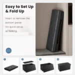 30 Inches Folding Ottoman with Storage Bench, Foot Rest Stool, End of Bed Storage Bench , Load 660 lbs, for Living Room, Synthetic Leather, Black (Shipment from Walmart) - Image 4