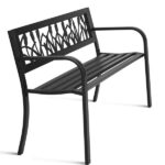 49in PVC Tulip Backrest Iron Bench Black - Image 10