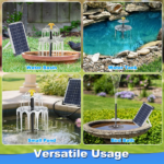 Solar Powered Water Fountain Pump with Battery Backup, 6W Solar Panel, IP68 Waterproof, Adjustable Spray Height & 9.84ft Cable, LED Lighted Solar Fountain for Garden Patio Yard - Image 11