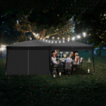 10'x20' Instant Pop Up Canopy Tent Black, 6 Panels 2 Doors 4 Mesh Windows, 28/22mm Powder Coated Steel Frame, 10x20mm Crossbar, 210D Oxford Folding Outdoor Tent with Carry Bag No Sandbags - Image 26