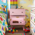 20.7" Wide Pink Robot LED Nightstand with 360° Rotating Drawer - Modern End Table - Image 13