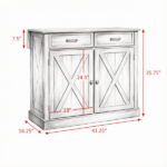 Dark Gray Farmhouse Kitchen Cart – Rolling Island with Drop Leaf Wood Breakfast Bar, 2 Drawers & Adjustable Shelves - Image 3