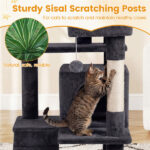 52" Tall Cat Tree Tower with Perches & Condos, Multi-Cat Playground with Scratching Posts (Dark Gray) - Image 9