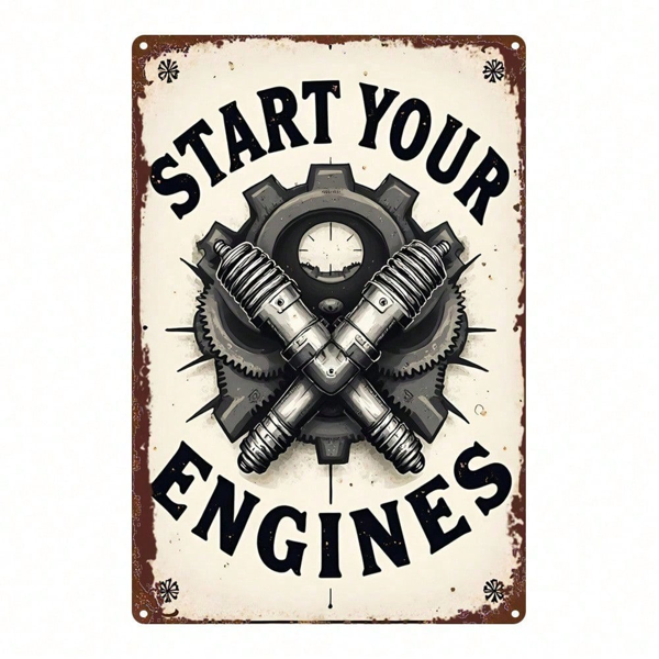 f3dc0cf1-3278-4bd6-8ce6-92b1454bb270.png CIFbuy 1pc 8x12 Inch Tin Sign Gear Spark Plug Classic Character Design, Vibrant Retro Metal Plaque For Bedroom Home Theater Wall Decor TikTok, TikTok, Self-pickup Logiopics - Image 1