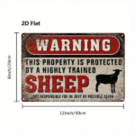 CIFbuy Funny Metal Sign This Area Is Protected By Trained Sheep, Humorous Warning Plaque, Unique Farmhouse Decor For Home Office Man Ca TikTok, TikTok, ng Plaque Self-pickup Logiopics - Image 2