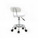 Round Shape Adjustable Salon Stool with Back and Line White - Image 15