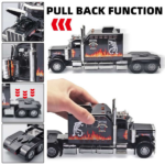 Semi Truck Toys for Boy Heavy Trucks,Metal Diecast Trucks Model Pull Back Cars with Light and Sound,Truck and Trailer Toys for Boys,Toy Trucks for Boys Age 4-8 - Image 4