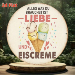 CIFbuy 1pc 8x8 Inch Round French Aluminum Sign, Vintage Love And Ice Cream Decorative Plaque, Dessert House Wall Art For Kitchen Cafe R TikTok, TikTok, Self-pickup Logiopics - Image 8