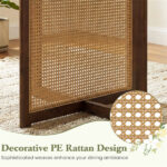 37.5" Round Dining Table for 2-4 People, Mid-Century Modern Kitchen Table with PE Rattan & Rubber Wood Legs - Image 10