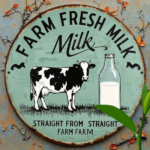 CIFbuy Vintage | Round Metal Tin Sign 8X8 Inch,2D Flat Printed Farm Fresh Milk Retro Dairy Art Decor Classic Farmhouse Style Farm Home TikTok, TikTok, ome Self-pickup Logiopics - Image 4