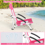 2 Pack Pink Umbrella Chair for Adults with Adjustable Parasol Portable Backpack Beach Chair - Image 7