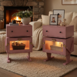 20.7" Wide Pink Robot LED Nightstand with 360° Rotating Drawer - Modern End Table - Image 16