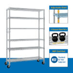 6-Tier disassembly and free assembly NSF-Certified Steel Wire Shelving with Wheels - Image 15