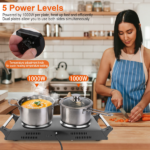 2000W Dual Burner Electric Hot Plate, 5 Temperature Settings (392℉-932℉), Portable Countertop Stove for All Flat Cookware, Fast & Even Heating, Easy to Clean, Ideal for Dorms, RVs, Apartments - Image 11