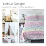 Striped Comforter Set Queen Size, Rainbow Comforter Bedding Set Pink Yellow Green Purple, 3 Piece, 1 Comforter (90"x90") and 2 Pillow Shams (20"x36") - Image 2