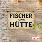 CIFbuy Vintage German HÜTTE 2D Flat Metal Sign, Fishing Theme Wall Art With Fun Quotes, Farmhouse Decor For Home Bar Gar 2D FlaikTok, 2D FlaikTok, Self-Thckup Logiopar - Image 4