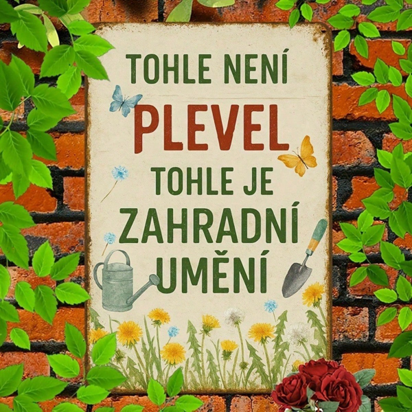 CIFbuy Vintage Czech Slogan Metal Wall Art Humorous Gardening" Quote Floral Design Heavy-Duty, Retro Decor For Home Cafe Bar Gar Humorous ikTok, Humorous ikTok, t Self-pickup Logiopics