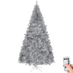 8 FT Pre-lit Artificial Christmas Tree, Hinged Xmas Pine Tree with 1350 Branch Tips, 500 Lights and Remote Control for Holiday Party Office Home, Silver - Image 11