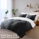 Horse Animal King Duvet Cover Set Microfiber 3pcs with 2 Pillowcases, Grey - Image 2