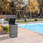 With Top Cover Iron Frame Rattan Trash Can Gary Gradient - Image 19