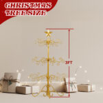 3ft Wrought Iron Christmas Tree, Metal Ornament Display Tree Stand for for Holiday Party Home Decor, Indoor & Outdoor Decor Hanger, Gold - Image 6