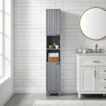 Gray particleboard with melamine veneer and MDF grid vacuum forming, 30*28*170cm, two doors and two shelves, bathroom vanity - Image 10