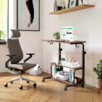 Vintage Brown P2 15MM Particle Board with Melamine Coating Adjustable Computer Desk with 3 USB + 2 AC Outlets - Image 11