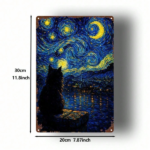 CIFbuy 1pc Starry Night Cat Metal Sign 8x12 Inch, Vintage Aesthetic Wall Plaque, Sturdy 2D Flat Decor For Bedroom Kitchen Bar Restauran TikTok, TikTok, Self-pickup Logiopics - Image 2