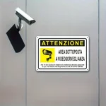 CIFbuy Vintage Reflective Aluminum Safety Sign Wall Mounted Bilingual English Italian No Power Required Weather Resistant High Visibility For Home Business Monitoring (TikTok, temu pick-up service) - Image 4