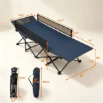 Navy No-Assembly Portable Toddler Camping Bed, Elevated Foldable Kids Sleepover Cot with Anti-Roll Mesh Baffles Stable Support Frame, Lightweight Travel Sleeping Bed for Daycare Home Outdoor Camping - Image 7