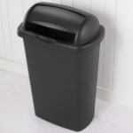 Large Kitchen Trash Can, 13 Gallon Plastic Garbage Bin with Roll Top Lid, Black (Shipment from Walmart) - Image 3