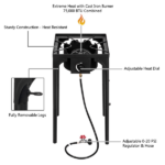 Replace 41519182 Outdoor Camp Stove High Pressure Propane Gas Cooker Portable Cast Iron Patio Cooking Burner (Single Burner 75000-BTU) - Image 5