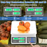 66lb/30kg Digital Produce Scale: 0.01lb/5g Precision, Dual Backlit LCD, 3 Power Options, Detachable Stainless Steel Platform for Market/Deli - Image 8