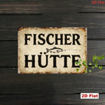 CIFbuy Vintage German HÜTTE 2D Flat Metal Sign, Fishing Theme Wall Art With Fun Quotes, Farmhouse Decor For Home Bar Gar 2D FlaikTok, 2D FlaikTok, Self-Thckup Logiopar - Image 5