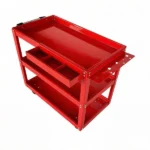 Upgrade 3-Tier Rolling Tool Cart with Lockable Wheels, Heavy Duty Steel Utility Cart, Kitchen Cart Organizer, Workshop Rolling Serving Cart for Garage, Warehouse, Red - Image 7