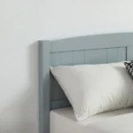 Full Single Bed Frame Vertical Striped Decorative Curved Headboard and Footboard Bed Frame Painted + Melamine Veneer & Pine + MDF Wood Bed 77.8*56.54*37.8in Grey - Image 11