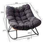 Replace 58406521 Outdoor Rocking Chair, Oversized Patio Papasan Rocker, Comfy Reading Lounge Chair Egg Chair for Indoor Use, Patio, Porch, Garden, Dark Gray - Image 5