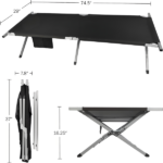 Portable Folding Camping Cot with Carrying Bag Army (Black) - Image 2