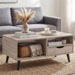 36.5" Rustic Coffee Table with Drawer & Open Shelves, Engineered Wood Center Table for Living Room Natural - Image 7