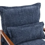 Cloud Shaped Indoor Leisure Chair with Solid Wood Armrest & Solid Wood Frame, Chenille Fabric Accent Chair with Lumbar Pillow, Single Sofa Chair Slate Blue - Image 12