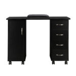 Double Edged Manicure Nail Table with Drawer Black - Image 6
