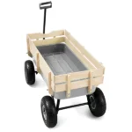 Heavy Duty Steel Wooden Side Support Cargo Wagon with 10" All-Terrain Air Tires, Up to 220lb Load Capacity, for Towing Kids Toys, Gardening Supplies, Gray - Image 4